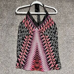Y2K Pink and Black Mizitz Halter‎ top Large Geometric Babydoll Beads #y2kfashion